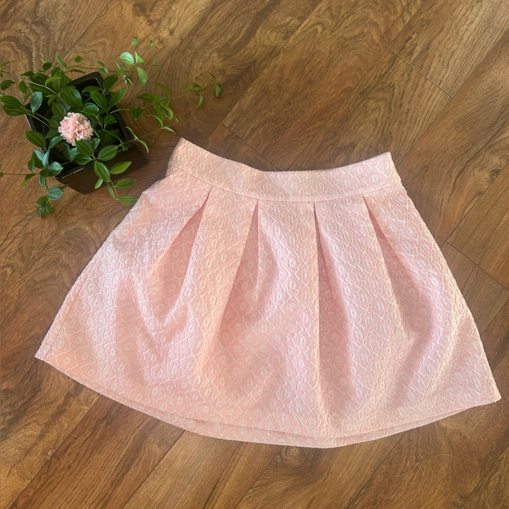 Kensie Blush Pink Textured Jacquard Skater Skirt | Pleated A-Line Mini Size 8
